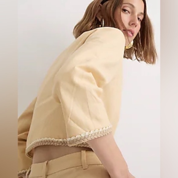 NWT J.Crew Cropped Linen Lady Jacket Raffia Woven Buff Clay Beige 14 - Picture 12 of 12
